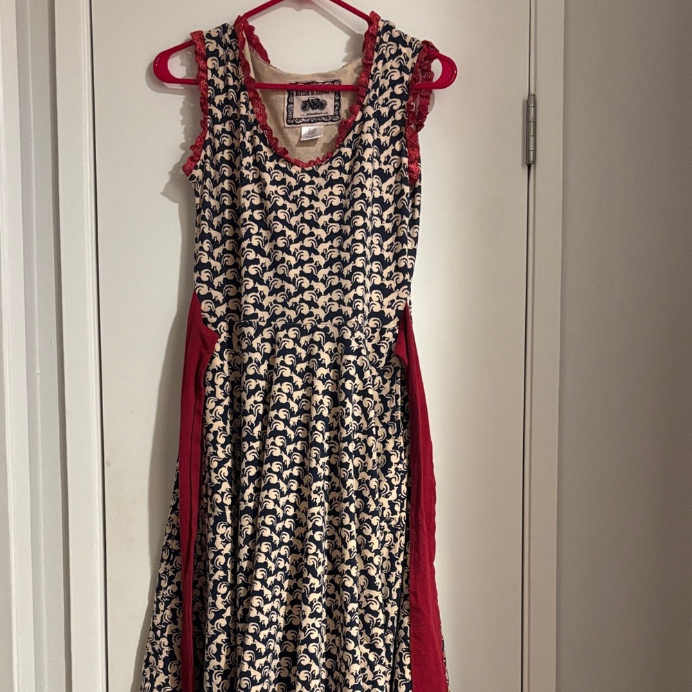 Effie's Heart Red and Blue Lace Trim Dress